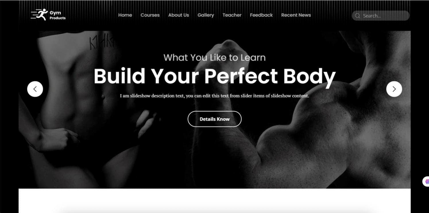 gym center web design