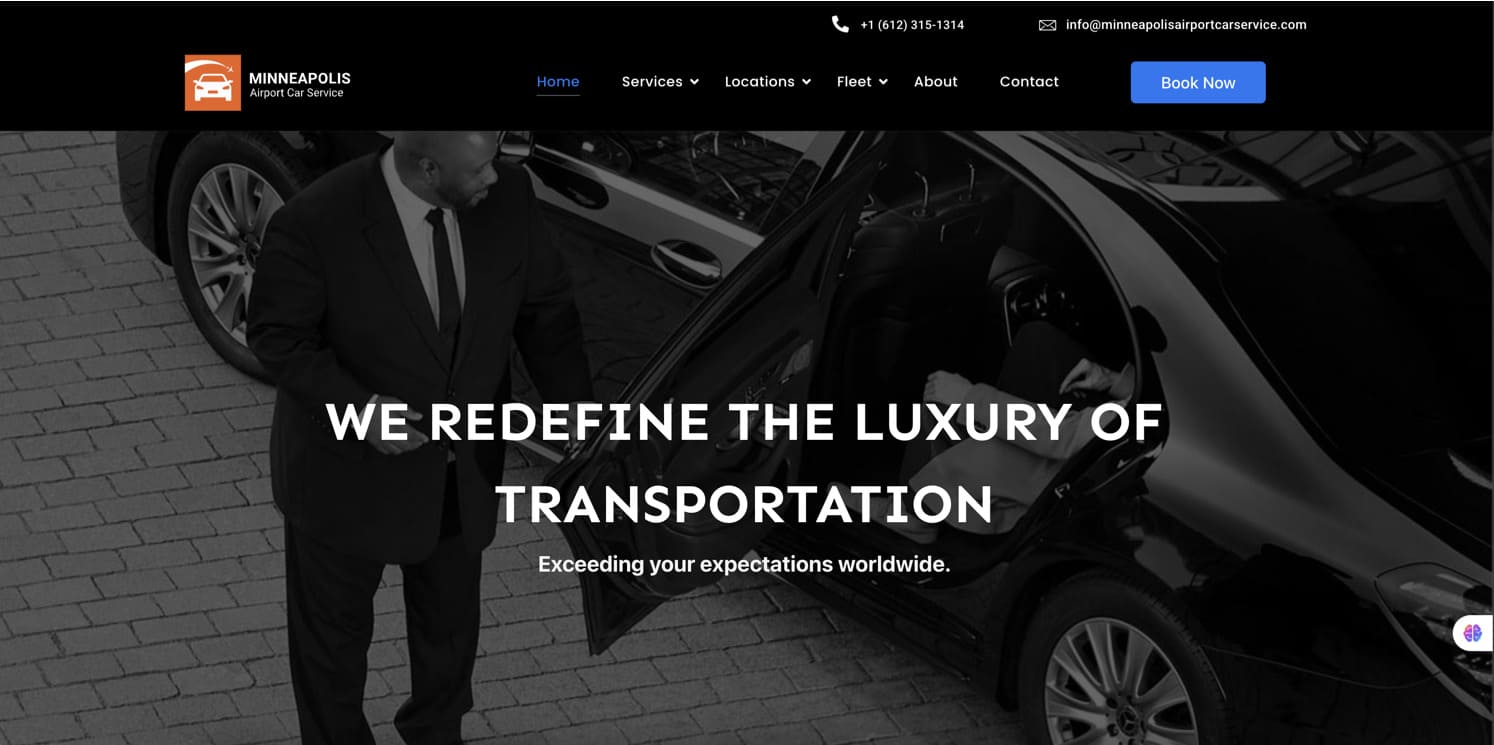 minneapolis airport car service web design project